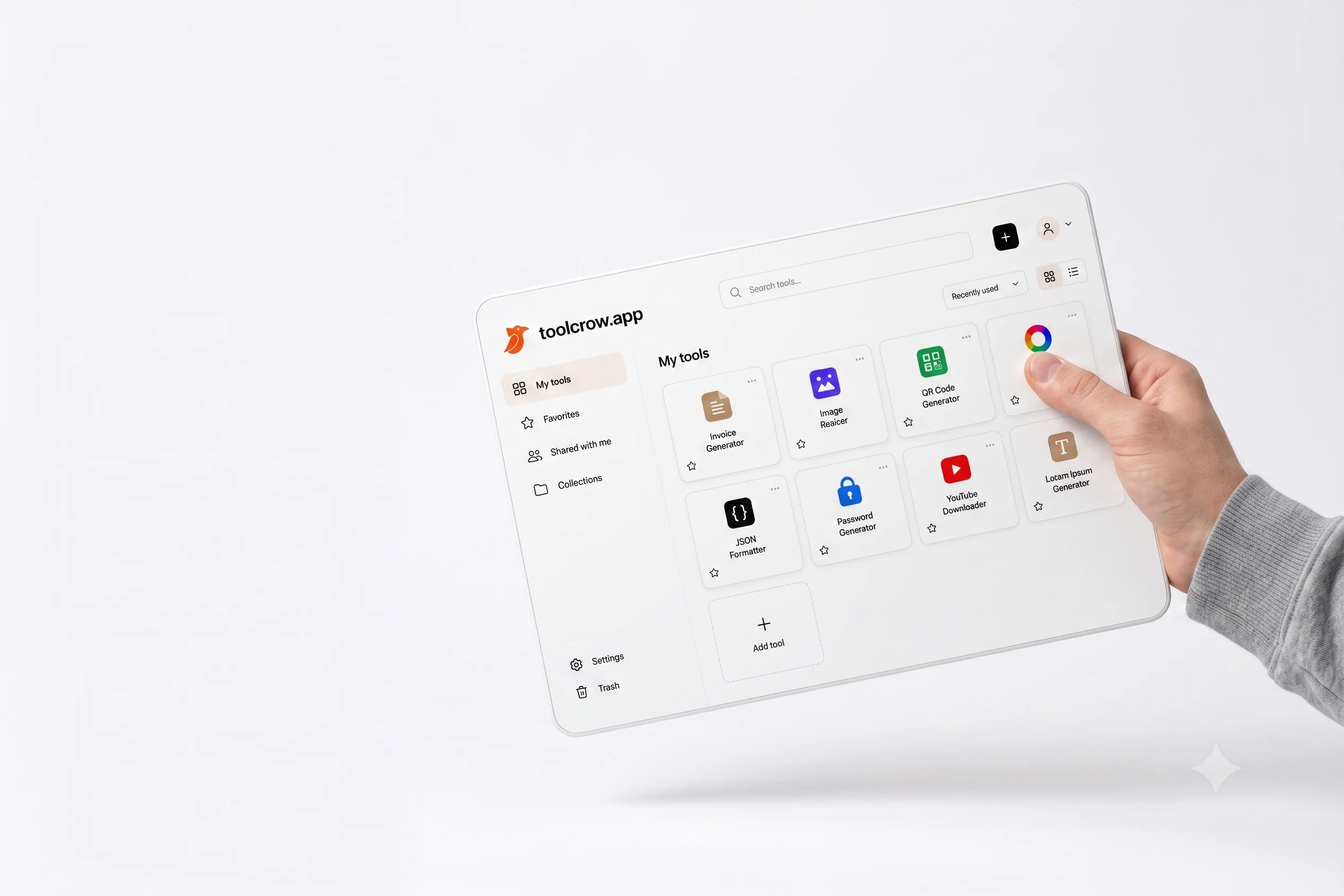 Toolcrow tool library open on a tablet